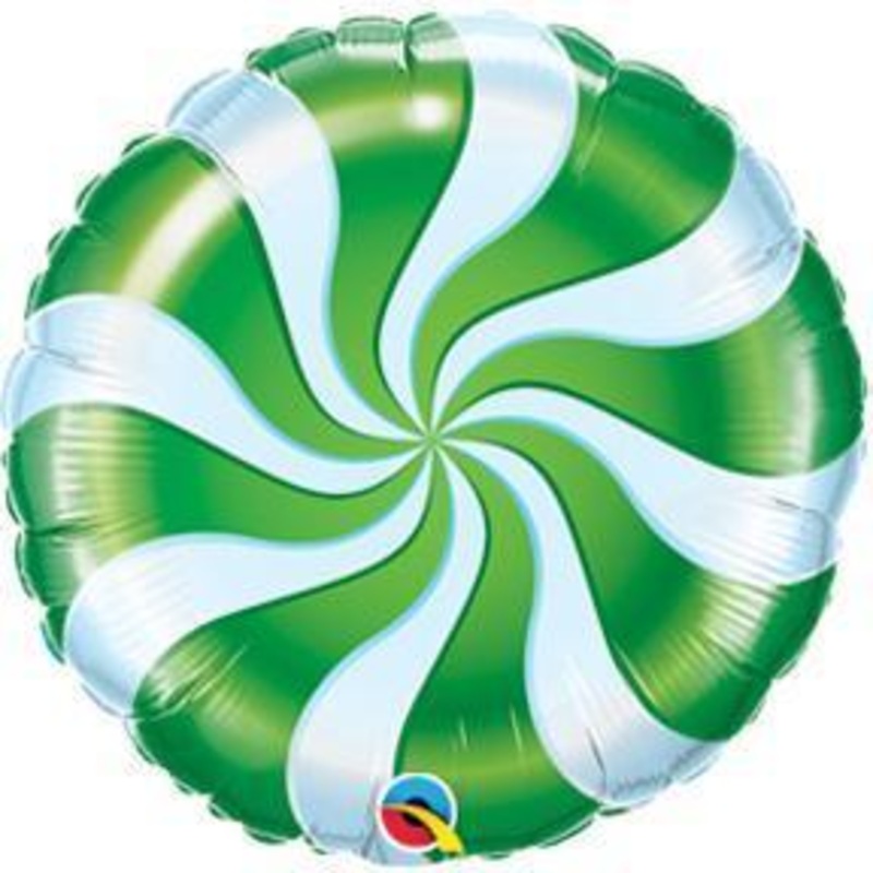 18″ Round Candy Swirl Green Balloons
