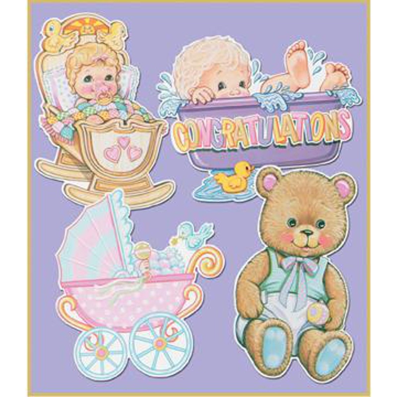 “16” Baby Shower Cutouts In White – Pack Of 4″
