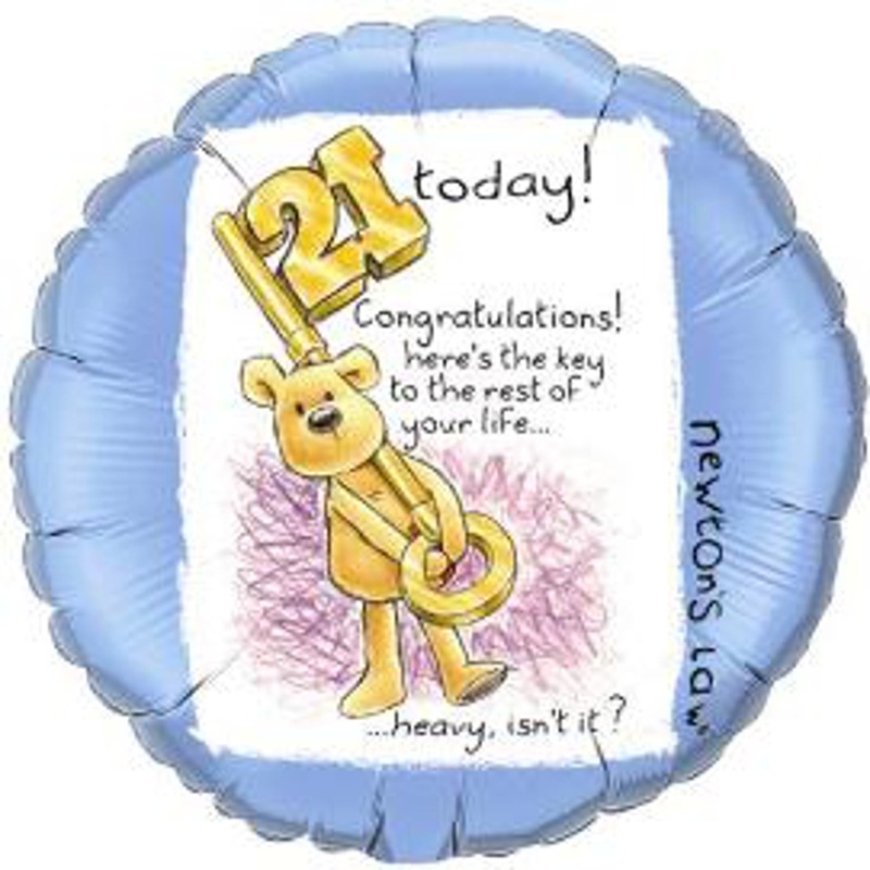 “21 Today!” Mylar Balloon – 18 Inches.