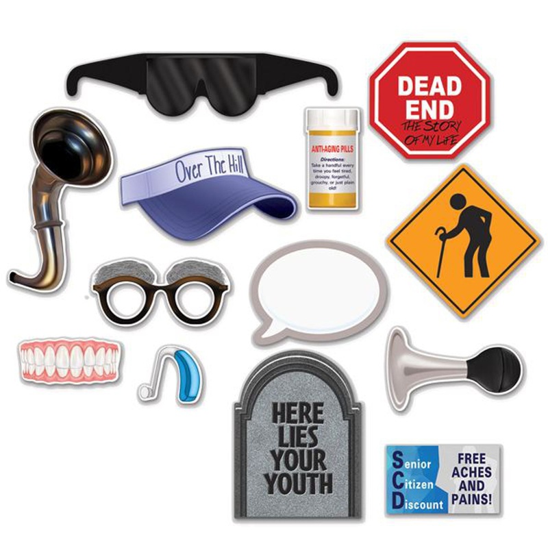 “13-Piece Over The Hill Photo Fun Signs Set”