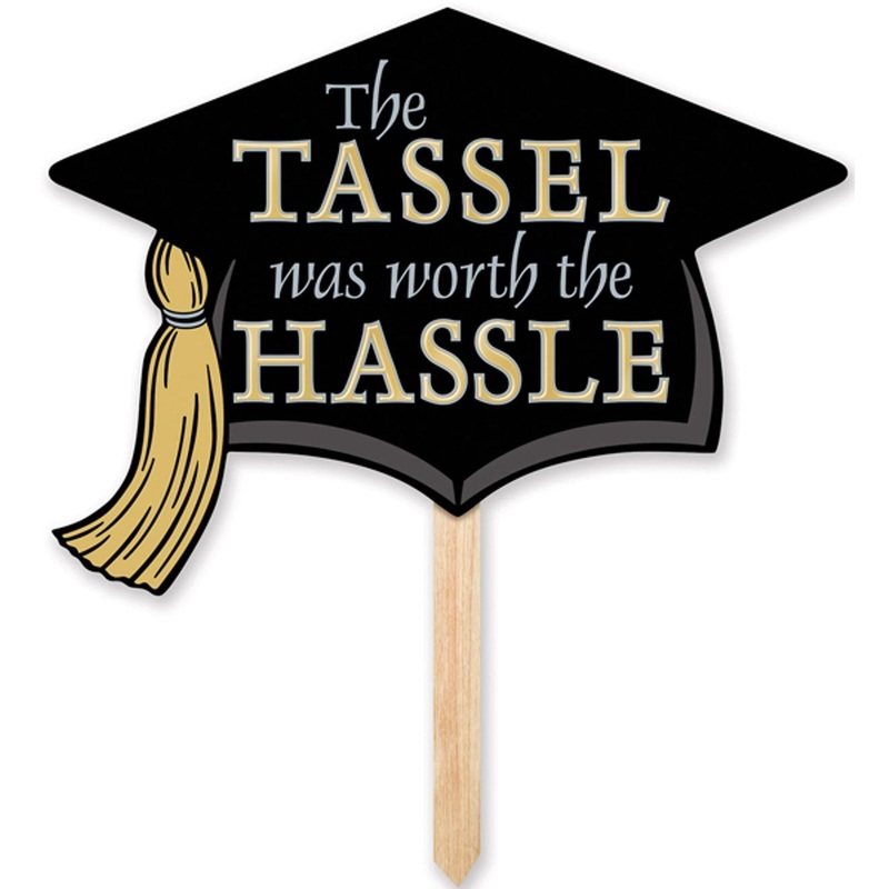 ‘The Tassel Was Worth The Hassle’ Grad Cap Yard Sign (3/Pk)