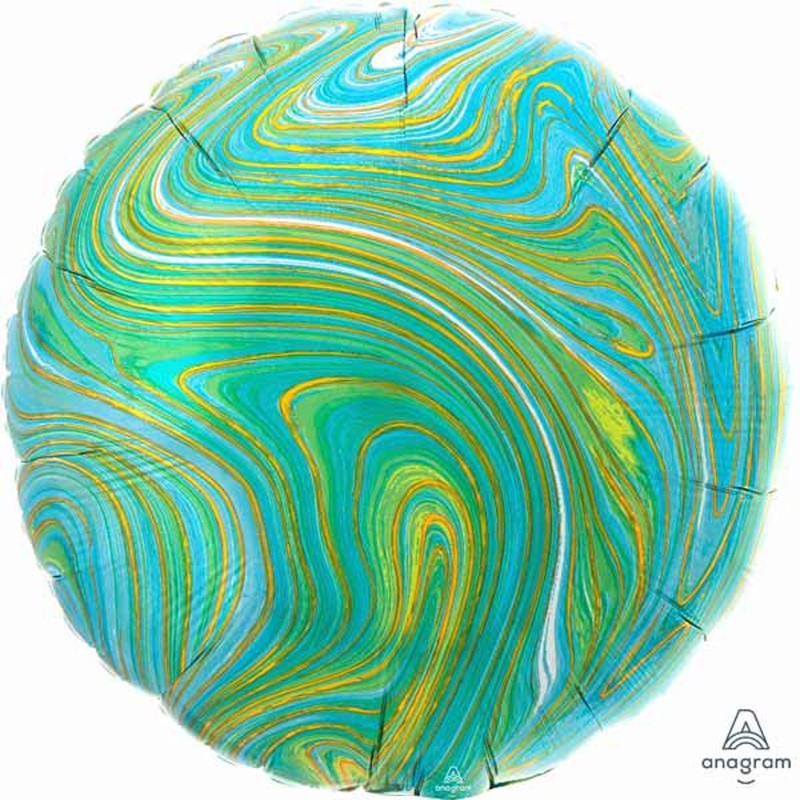 “18” Round Marblez Blue Green Decorative Accent Piece”