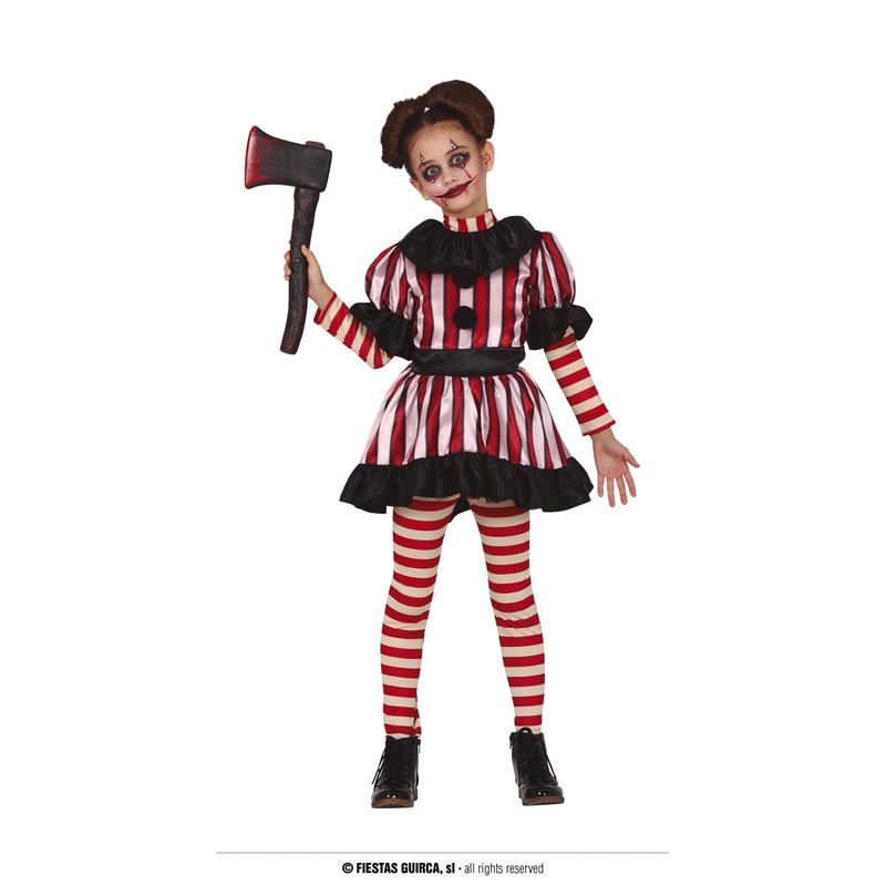 Girls Vintage Clown Scary Halloween Costume 3-4 Years