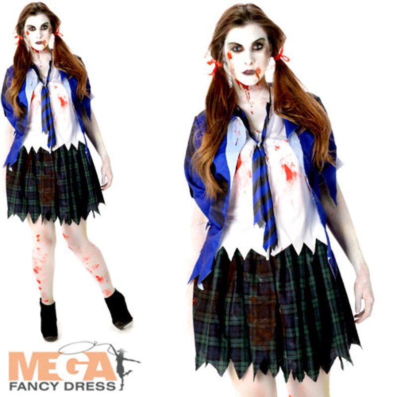 Zombie School Girl Ladies Costume Small 8-10