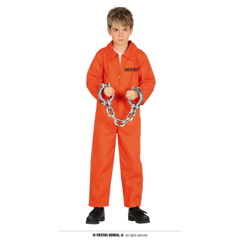 Kids Orange Convict Fancy Dress Costume 5-6 Years