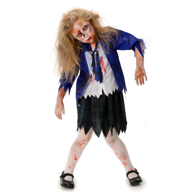 Zombie School Girls Costume Horror Fancy Dress 6-8 Years