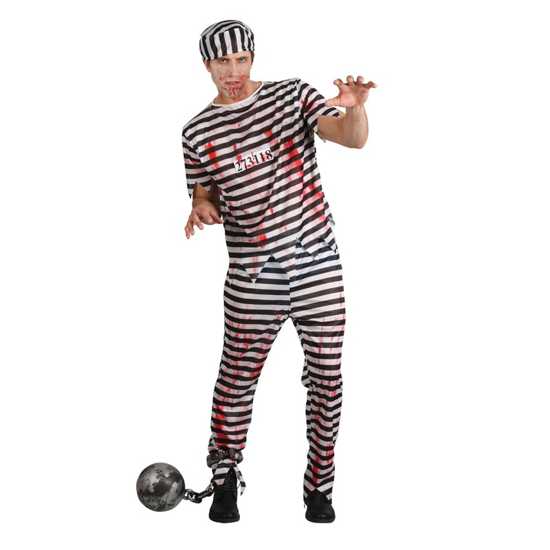 Zombie Convict Halloween Undead Prisoner Costume Large 42-44″