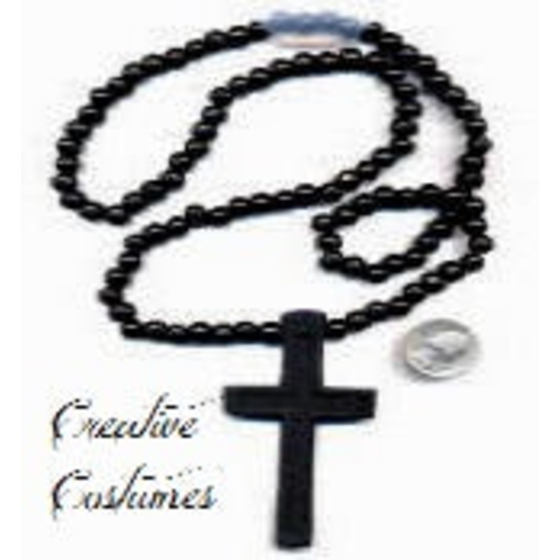 Monk’s Cross Wood Necklace  with Beads