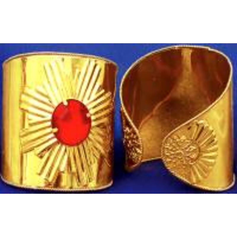 Gold Cuffs with Red Stone