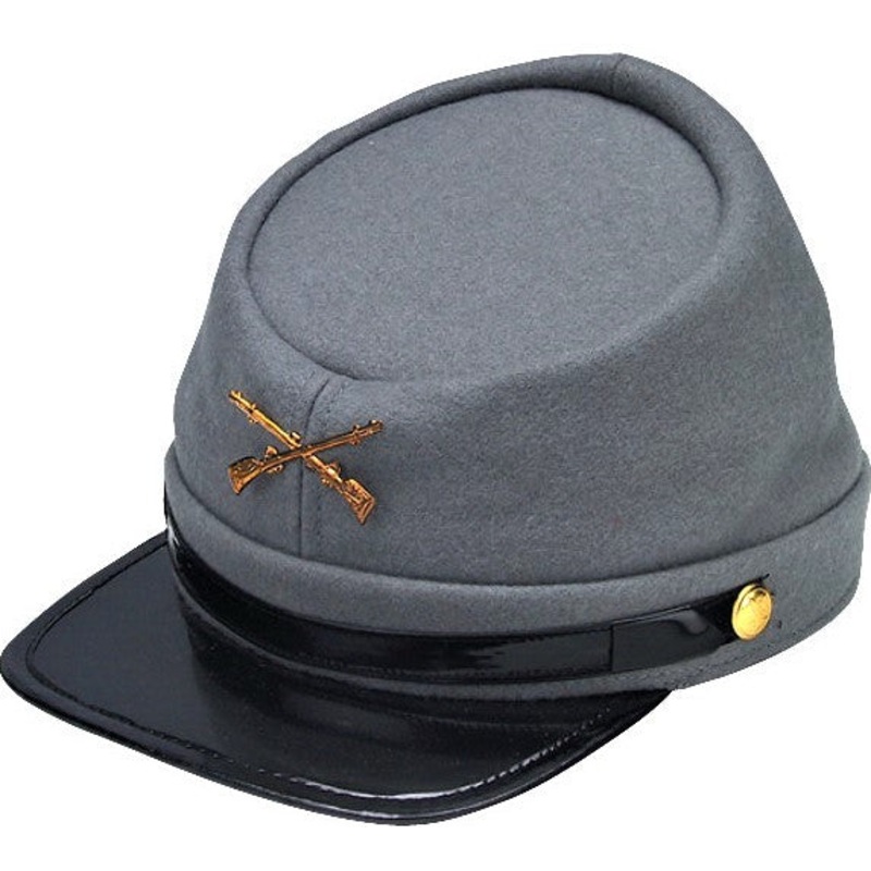 Civil War Soldier Hat  / Union or Confederate Cap / Wool Grey S 56cm