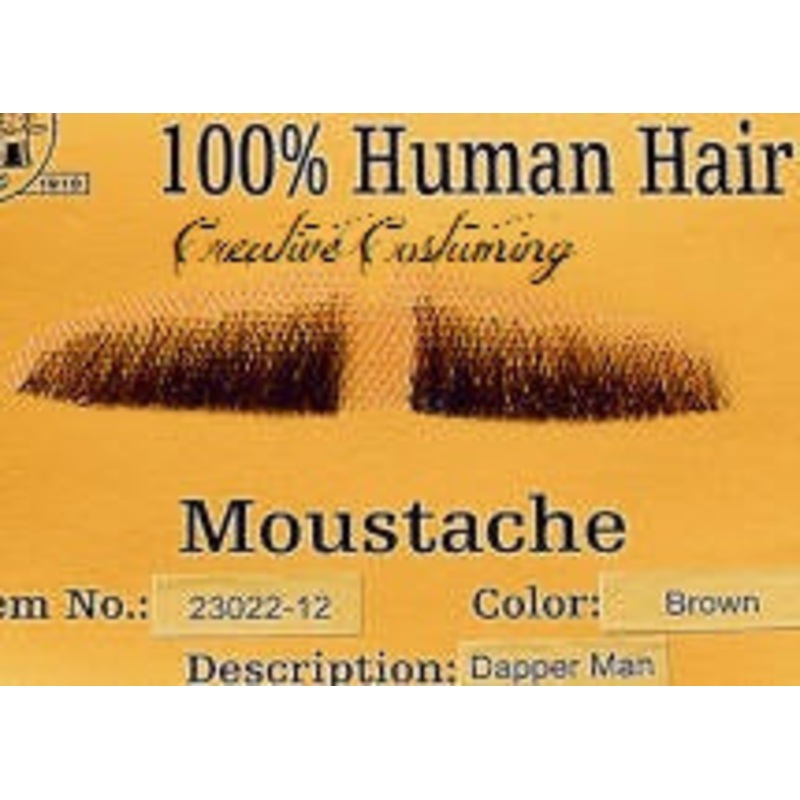 100% Human Hair Dapper Dan Moustache Brown
