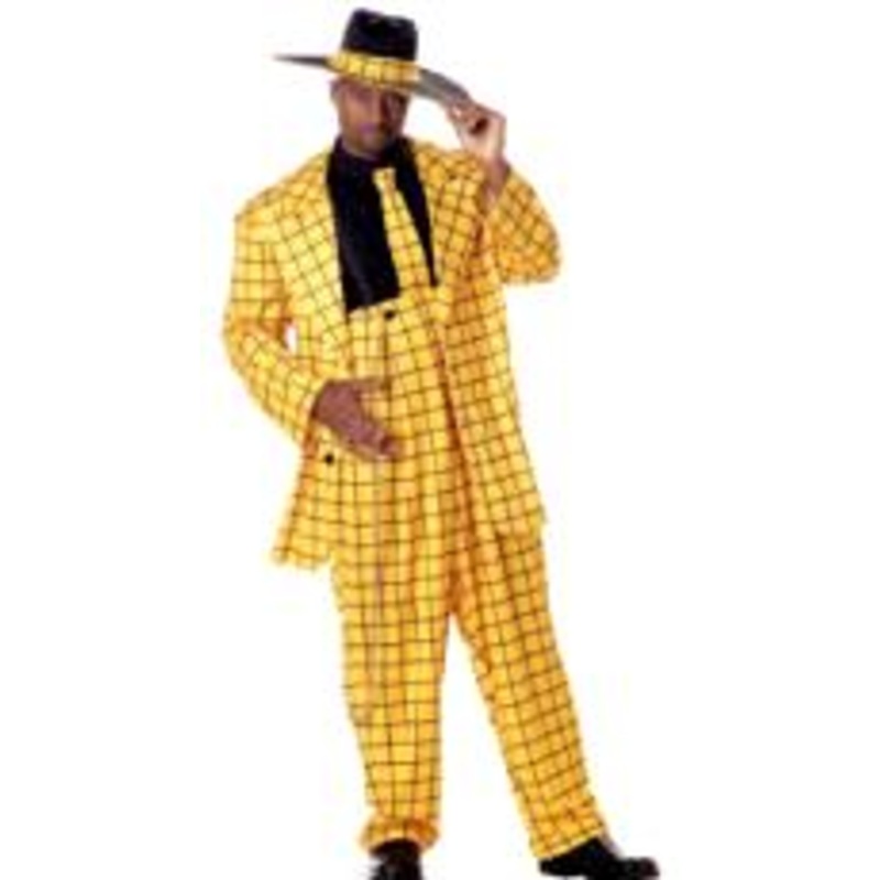 Zoot Suit Costume M (40-42) Yellow w/Black Checkered Pattern