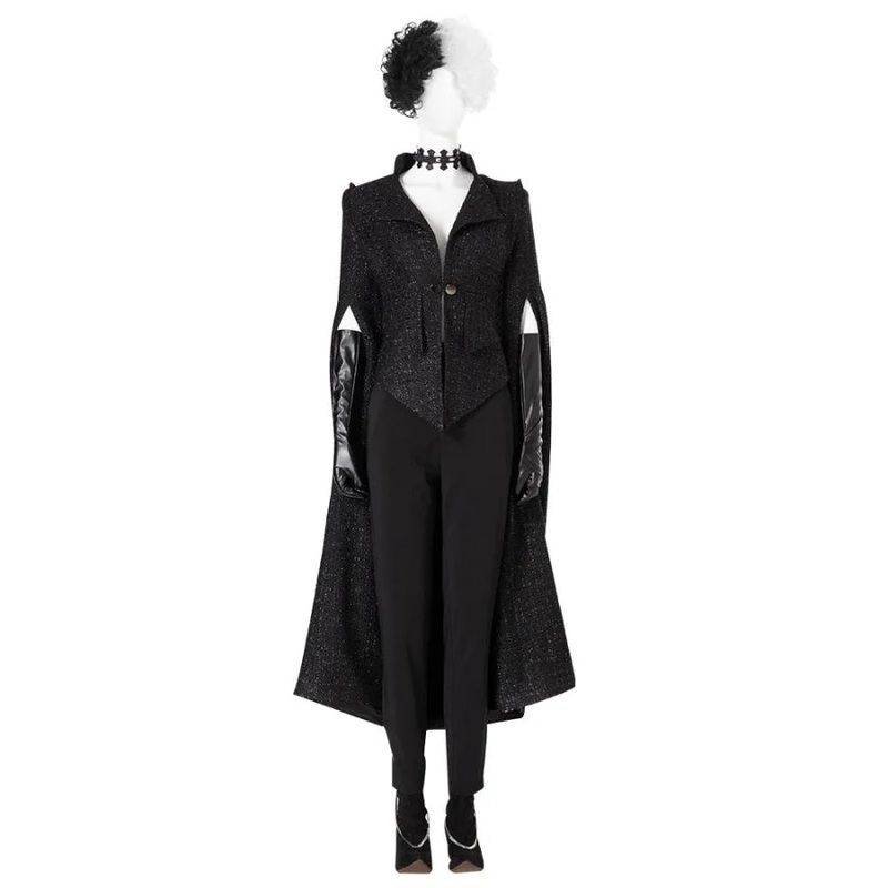 2021 Movie Cruella Estella Cruella de Vil Cosplay Black Costume N00526 costume XS