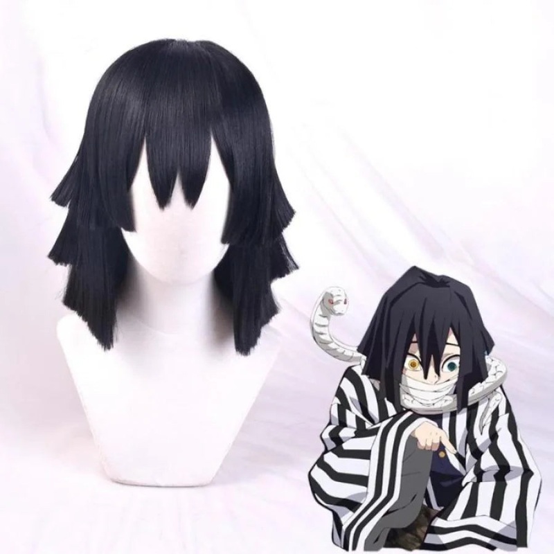 CLEARANCEKimetsu no Yaiba Iguro Obanai Cosplay Wig Long Straight Black Hair CLT5676