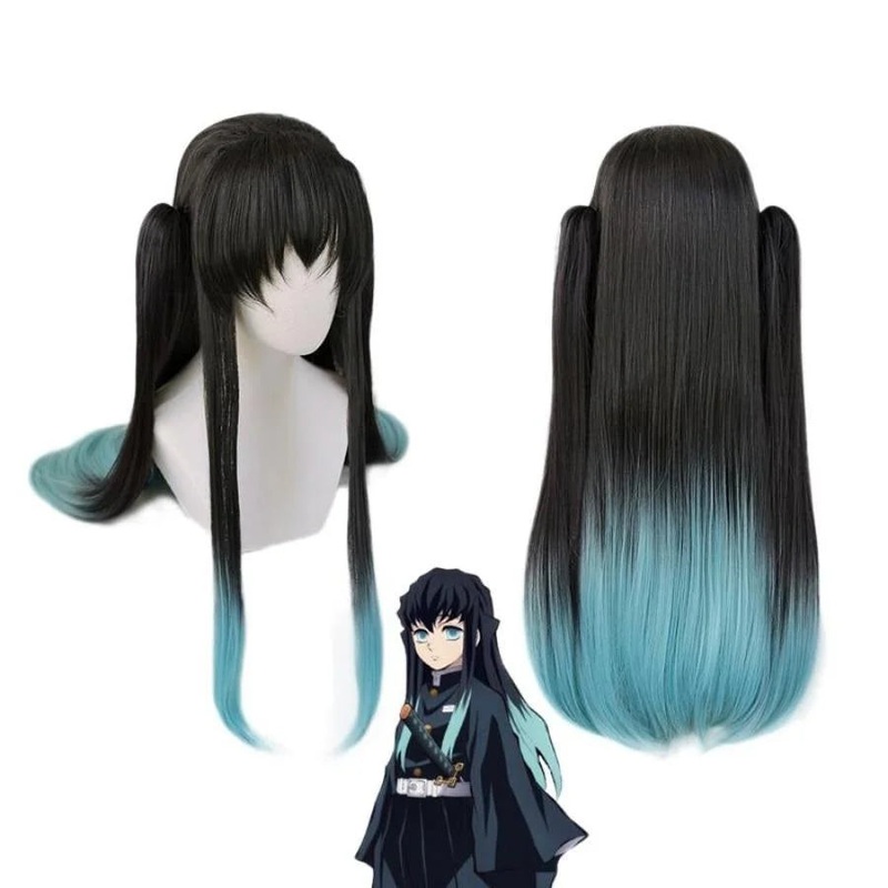 CLEARANCEKimetsu no Yaiba Tokitou Muichirou Cosplay Wig CLT5671 with Ponytails